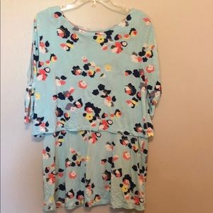 Floral Nursing Top Cold Shoulder sleeves